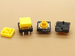 Yellow Square Cap for Omron B3F Series Switches