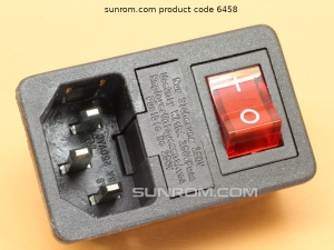 AC Power Inlet Socket with Indicator Switch/Fuse Holder - Snap Mount - IEC 60320 C14 - 2500W (250Vx10A)