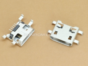 Micro USB Connector B Female, 5 Pin SMD - 4 mounting throughhole legs