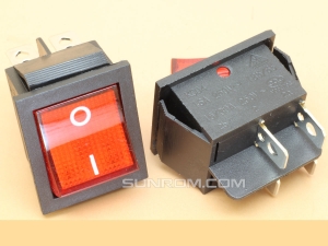 Red Light Rocker Switch KCD4 16A@250VAC ON/OFF DPST Snap in Panel