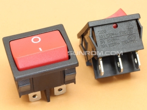 Red Rocker Switch KCD5 6A@250VAC ON/ON 6 Pin DPST Snap in Panel