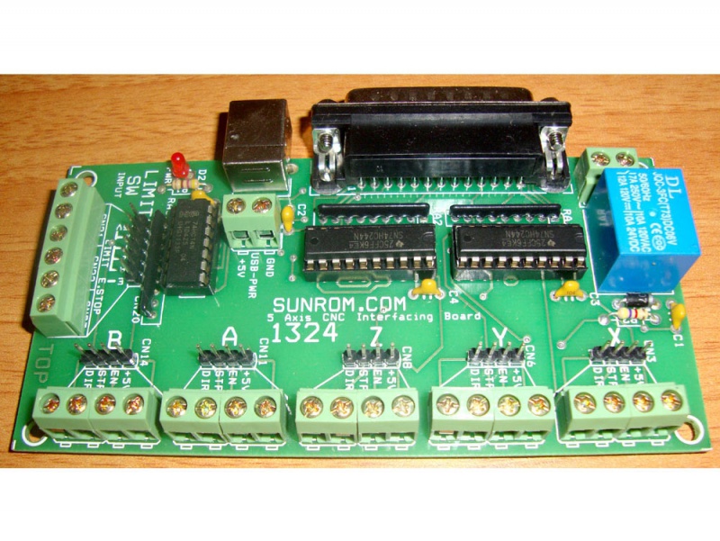 CNC 5 Axis Interface breakout for Mach3 by Parallel Port [1324