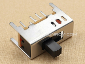 Slide Switch TH Vertical - 8 pins - 2 circuits - 3 positions - 4 Mounting