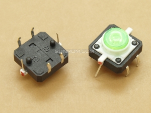 Switch with Green LED 12x12x7.3mm