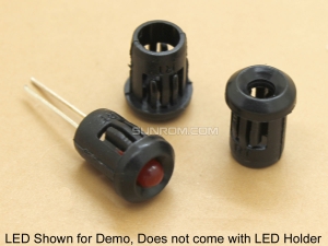 LED holder for 3mm T1 LEDs - Snap Panel Mount - Black Plastic