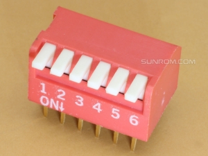 6 Way 2.54MM DIP switch R/A Piano Type