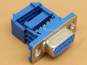 DB9 Female IDC 9 Pin D-SUB Crimp Connector for Flat Ribbon Cable with Strain Relief