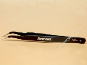 Fine tip curved tweezers - ESD safe - 120mm for SMD electronics