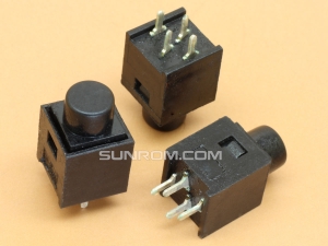 Key switch - 10mm Square body - 7mm Black Round Knob