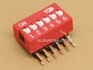 6 Way 2.54MM DIP switch Right Angle
