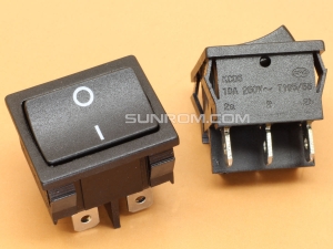 Black Rocker Switch KCD5 6A@250VAC ON/ON 6 Pin DPST Snap in Panel
