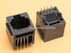 RJ45 8P8C Socket Top Entry Black PCB Mount for Network Ethernet