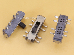 Slide Switch SMD Vertical - 8 pins - 2 circuits - 3 positions