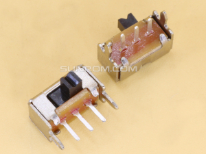 Slide Switch TH Horizontal - 3 pins - 1 circuits - 2 positions Knob 2mm