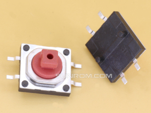Tactile Switch 12x12x7.3mm Square Head Red 3.8 SMD with guide post