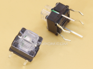 Switch 7x7x7mm TH with Green LED
