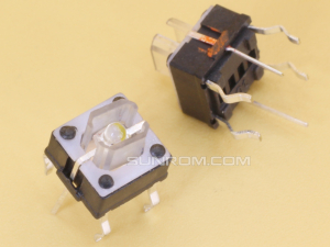 Switch 7x7x7mm TH with Yellow LED