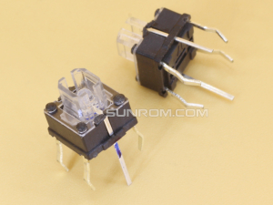 Switch 7x7x7mm TH with Blue LED