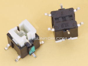 Switch 6x6x7.2mm Green LED SMD