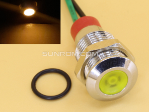 Yellow 10mm 3-6V DC Panel Mount Indicator LED with 15cm wire