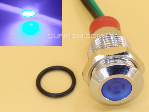 Blue 10mm 3-6V DC Panel Mount Indicator LED with 15cm wire
