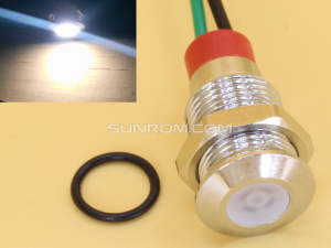 White 10mm 12-24V DC Panel Mount Indicator LED with 15cm wire