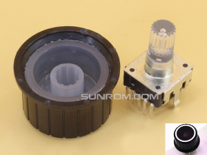 White LED Rotary Encoder EC12 Knurled Shaft 20mm with Knob 25mm