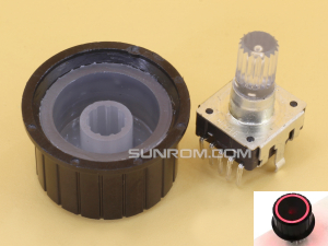 Red LED Rotary Encoder EC12 Knurled Shaft 20mm with Knob 25mm