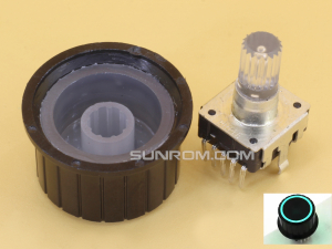 Green LED Rotary Encoder EC12 Knurled Shaft 20mm with Knob 25mm