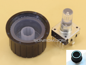 Blue LED Rotary Encoder EC12 Knurled Shaft 20mm with Knob 25mm