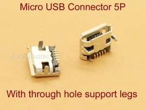 MicroUSB Connector with through hole support Legs