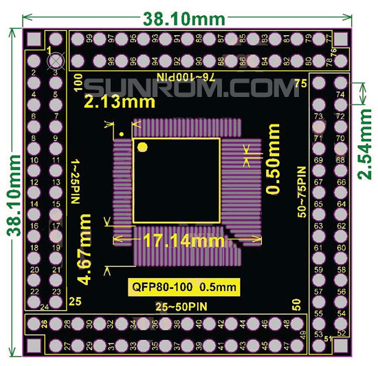 IC SOCKET Programmer Adapter SMD TQFP 100 QFP100 LQFP 100 0,5mm to DIP100 2,54mm