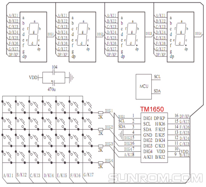 TM1650 LED Display Keypad Driver 4700 Sunrom Electronics TM1650 LED Display Keypad Driver 4700 Sunrom Electronics