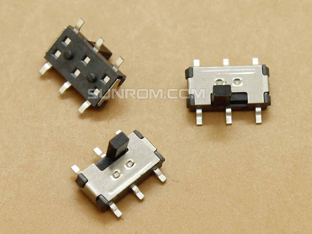 Slide Switch SMD 2P2T 6 pins Side Offset Knob [5361] Sunrom