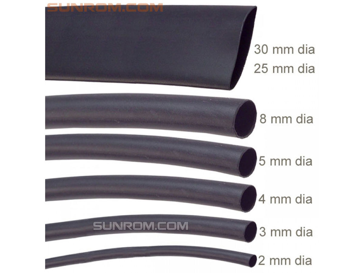 3M / 10Ft, Dia.20mm Wire Wrap Electrical Cable Ratio 2:1 Heat Shrinkable Shrinking Sleeving Black Heat Shrink Tube