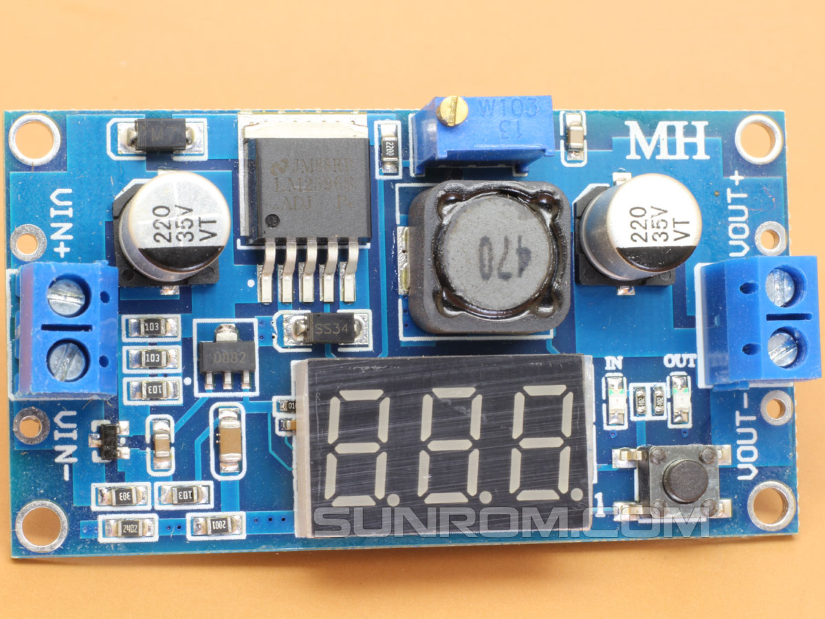 DC-DC Step Down 3A - LM2596 with Voltmeter [6073] : Sunrom Electronics ...