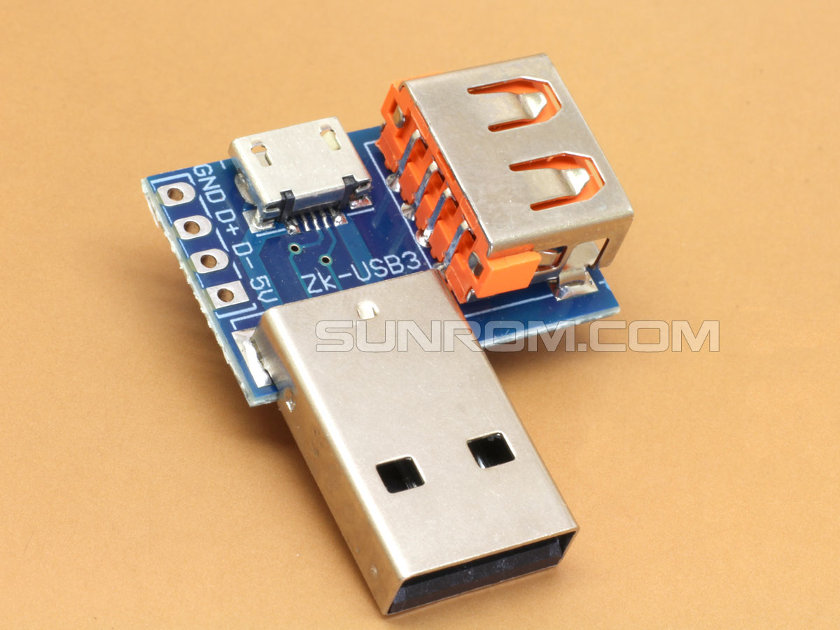 Elegance klassisk Kirkegård USB Adapter for MicroUSB to A-USB Male / Female / PCB Pins [6076] : Sunrom  Electronics